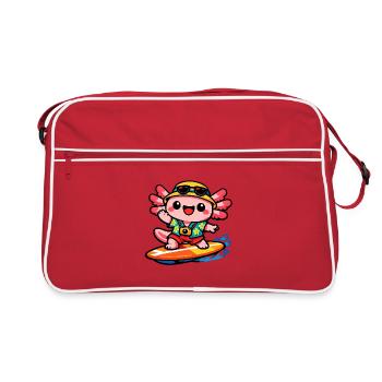 Kawaii Surf Beach Hero Axolotl - Retro Bag - red/white - Front