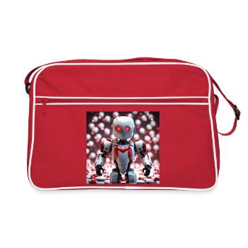 Robot cœur aux yeux brillants - Sac Retro - rouge/blanc - Devant