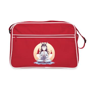 Meditating bunny in the circle of the moon - Retro Bag - red/white - Front