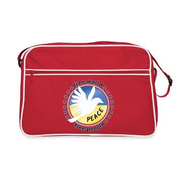 Free World Peace Freie Welt Frieden Ukraine Taube - Retro Tasche - Rot/Weiß - Vorne