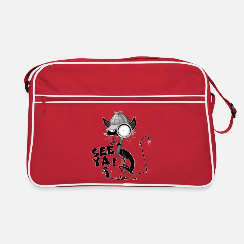 "SEE YA!" Black Cat and Mouse Funny Meme Retro Bag