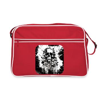 Roses crâne avec casque - Sac Retro - rouge/blanc - Devant