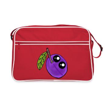 Plum Kawaii Plum Fruit Fruit - Retro Bag - red/white - Front