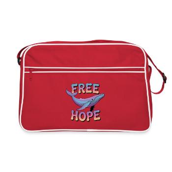 FREE HOPE: Hope/ Timmy der Buckelwal in der Ostsee - Retro Tasche - Rot/Weiß - Vorne