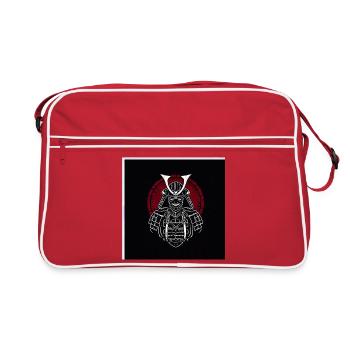 Samurai-Helm mit rotem Wappen - Retro Tasche - Rot/Weiß - Vorne