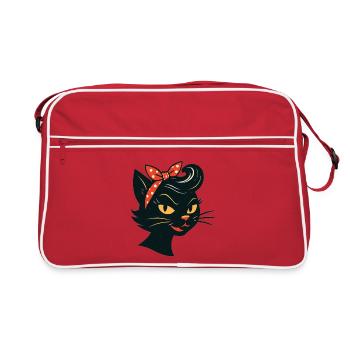 Chat noir dans un style rétro des années 50 - Sac Retro - rouge/blanc - Devant