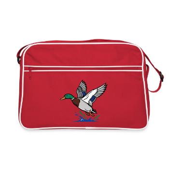 Canard Colvert en Vol Nature Sauvage Étang - Sac Retro - rouge/blanc - Devant