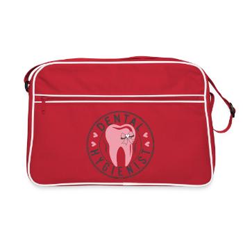 Logo Pink Tooth avec Bow Dental Hygiénistes - Sac Retro - rouge/blanc - Devant