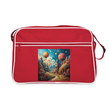 Paysage fantastique de ballons dans des tours colorées - Sac Retro - rouge/blanc - Devant