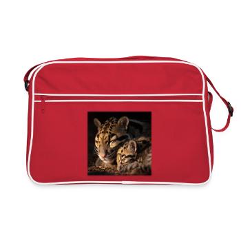 Clouded leopard with cub Loving wildcats - Retro Bag - red/white - Front