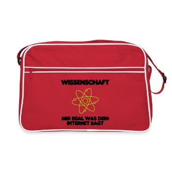Wissenschaft statt Gerede, no Fakenews, Statement - Retro Tasche - Rot/Weiß - Vorne