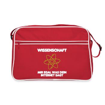 Wissenschaft statt Gerede, no Fakenews, Statement - Retro Tasche - Rot/Weiß - Vorne