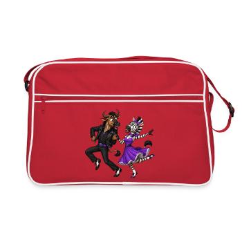 Wildebeest and Zebra in the Rocking Dance Moment - Retro Bag - red/white - Front