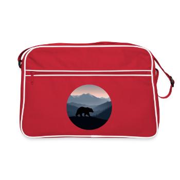 bear, bear logo, landscape - Retro Bag - red/white - Front