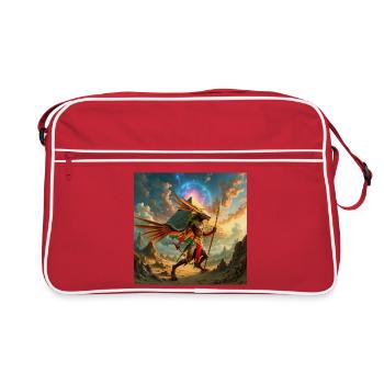 Geflügelter Wächter über der Pyramide - Retro Tasche - Rot/Weiß - Vorne