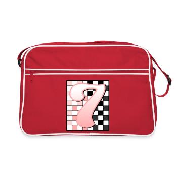 7th BIRTHDAY - PINK CHECKERED - Retro Bag - red/white - Front