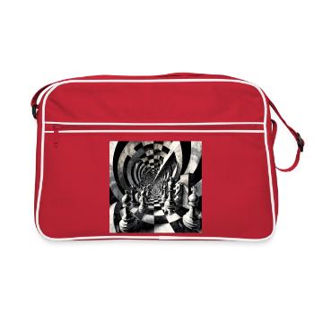 Spirale d’échecs en noir et blanc - Sac Retro - rouge/blanc - Devant