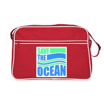 Déclaration environnementale pour l’activisme Sauver l’océan - Sac Retro - rouge/blanc - Devant