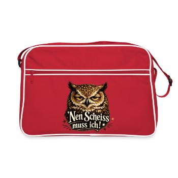 Guck Mich Nicht In Diesem Ton An Eule - Retro Tasche - Rot/Weiß - Vorne