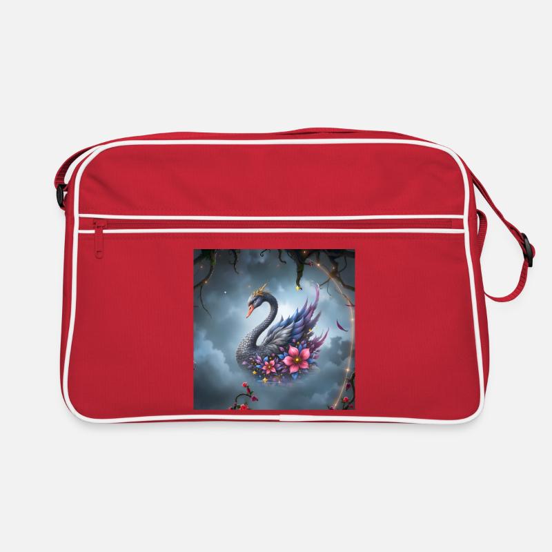 Himmlischer Blumenschwan Retro Tasche