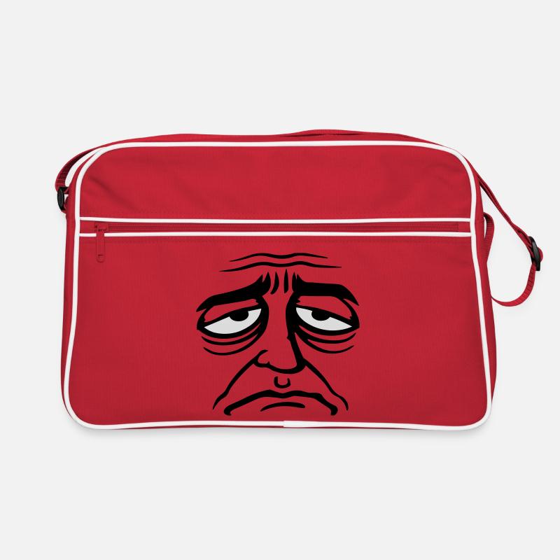 Grumpy sad disappointed face funny Retro Bag