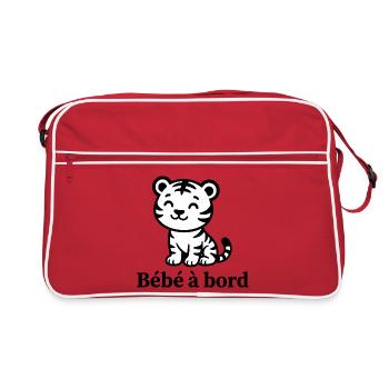 Sticker Autocollant pour Voiture tigre bébé à Bord - Sac Retro - rouge/blanc - Devant