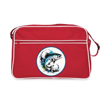 Springender Lachs - Retro Tasche - Rot/Weiß - Vorne