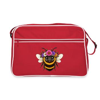 Abeille avec décoration florale - Sac Retro - rouge/blanc - Devant