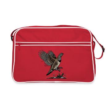 Colin Californie Oiseau Vol California Quail Noir - Sac Retro - rouge/blanc - Devant