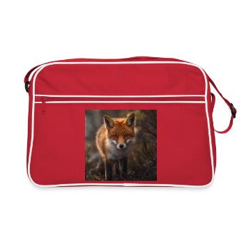 Fuchs in einer Waldlichtung - Retro Tasche - Rot/Weiß - Vorne