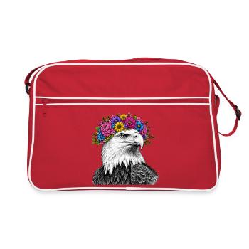 Flower Crown Eagle Portrait - Retro Bag - red/white - Front
