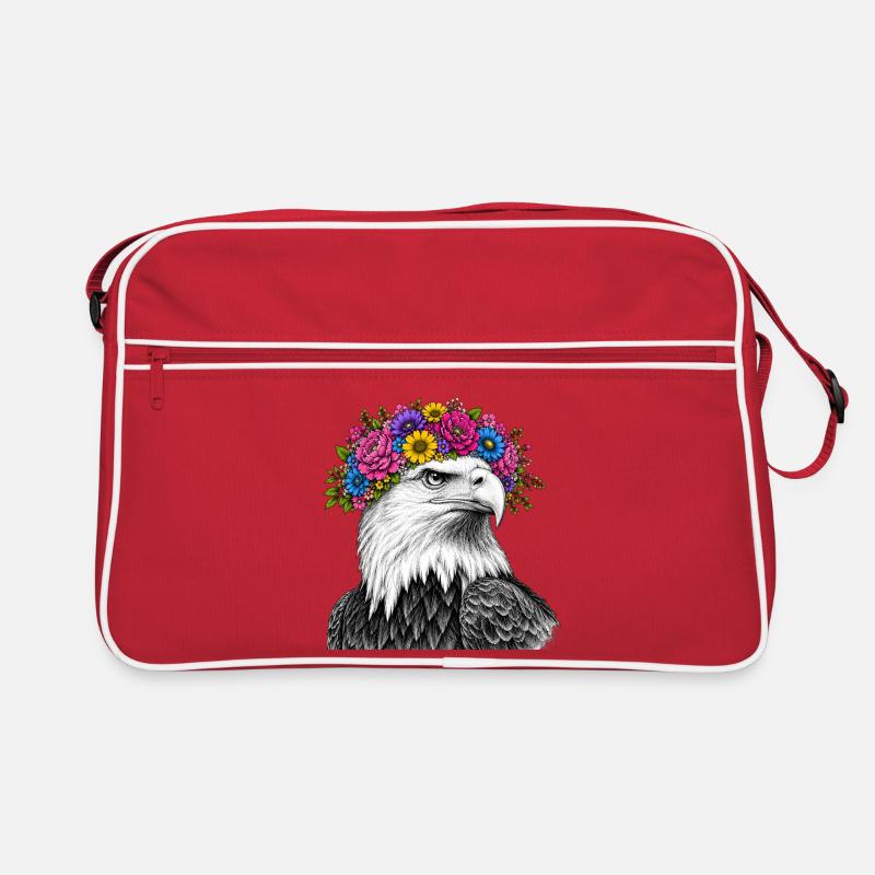 Blumenkrone Adler Portrait - Retro Tasche - Rot/Weiß