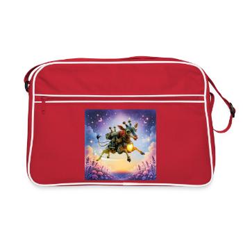 Rocket giraffe with heart - Retro Bag - red/white - Front