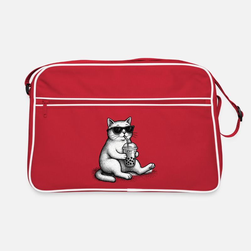 Bubble Tea Cat - Retro Bag - red/white