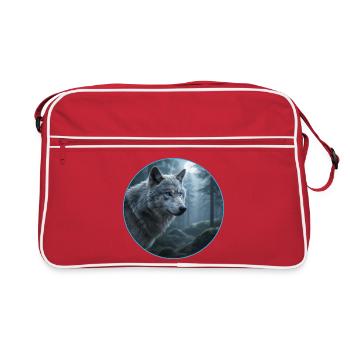 T-Shirt Design "Wolf" - Retro Bag - red/white - Front