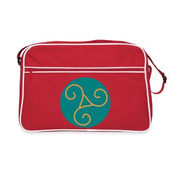 Decorative triskel in orange scrolls - Retro Bag - red/white - Front