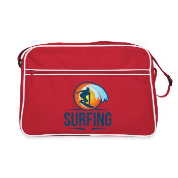 Surfing Retro Waves Silhouette Sunset - Retro Bag - red/white - Front