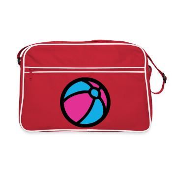 Wasserball Strand Sommer Icon - Retro Tasche - Rot/Weiß - Vorne