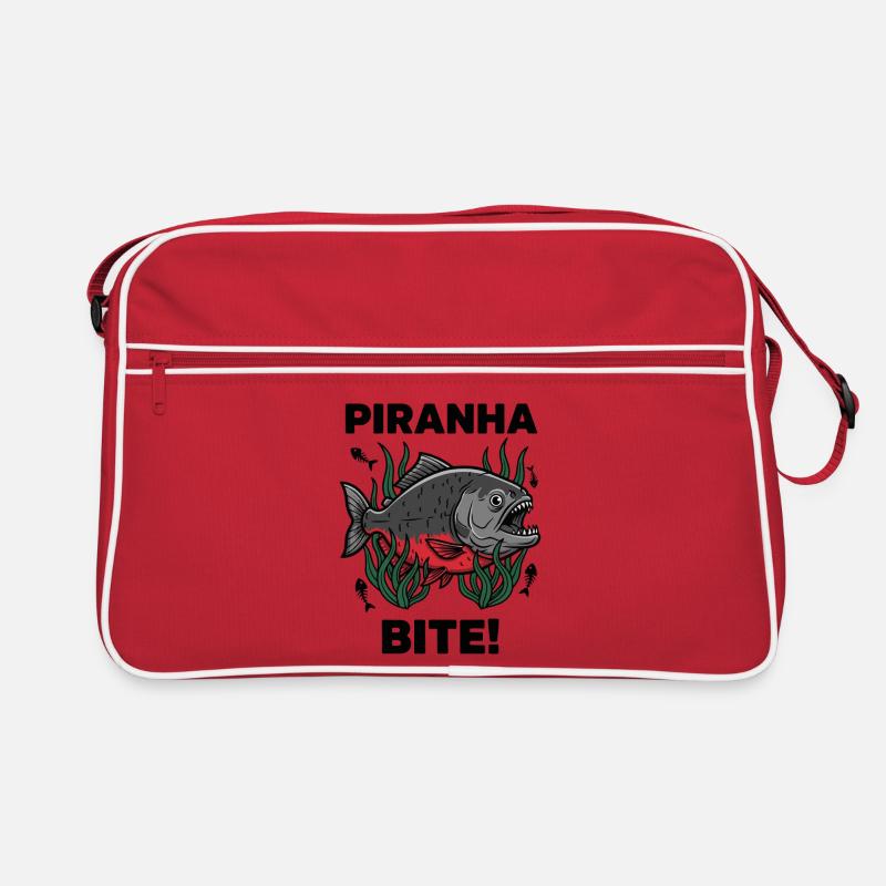Roter Piranha Beiß Beißfisch Retro Tasche
