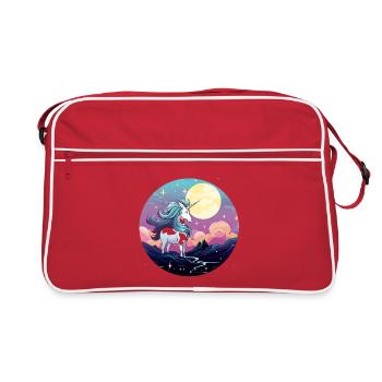 Magie de la Licorne de la Nuit au Clair de Lune - Sac Retro - rouge/blanc - Devant