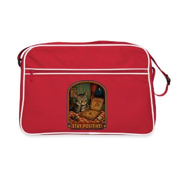 Soirée pizza : chat reste positif - Sac Retro - rouge/blanc - Devant