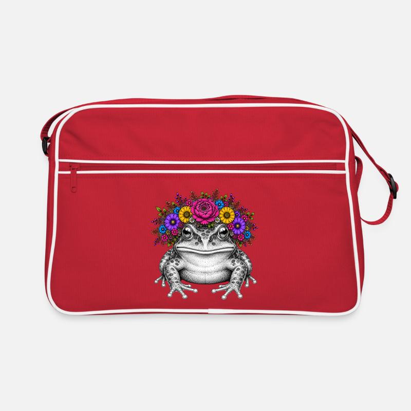 Grenouille avec corolle florale Sac Retro