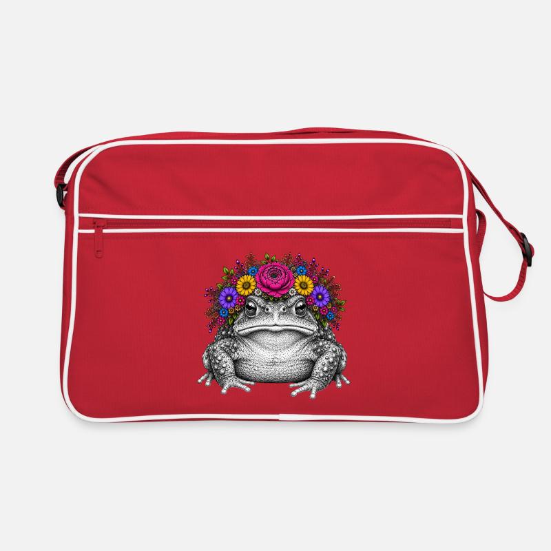 Crapaud avec couronne de fleurs Sac Retro