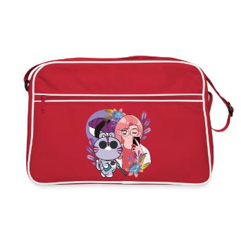 Selfie Kawaii & chat malvoyant - Sac Retro - rouge/blanc - Devant
