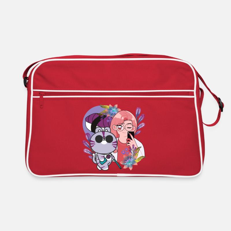 Kawaii Selfie & Visually Impaired Cat Retro Bag