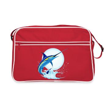 Marlin bleu Espadon sautant hors de l’océan - Sac Retro - rouge/blanc - Devant