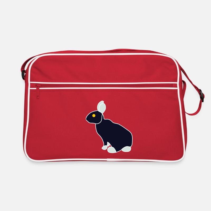 Minimalist Blue Black Rabbit - Retro Bag - red/white