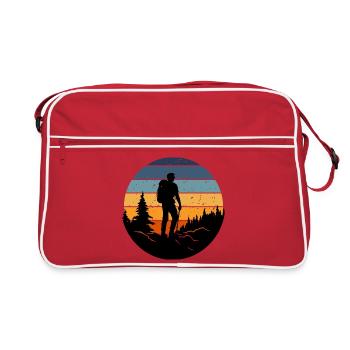 Hiker silhouette reclining retro forest - Retro Bag - red/white - Front