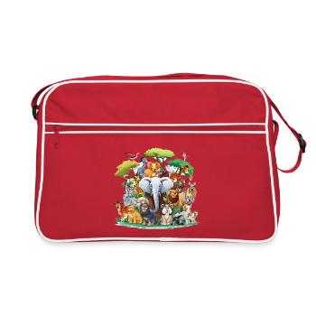 Forest Animals Collage - Retro Bag - red/white - Front