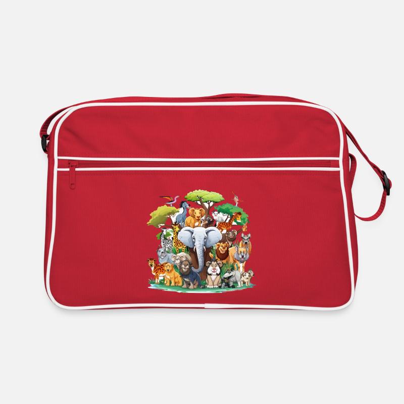 Tierische Waldtiere Collage Retro Tasche